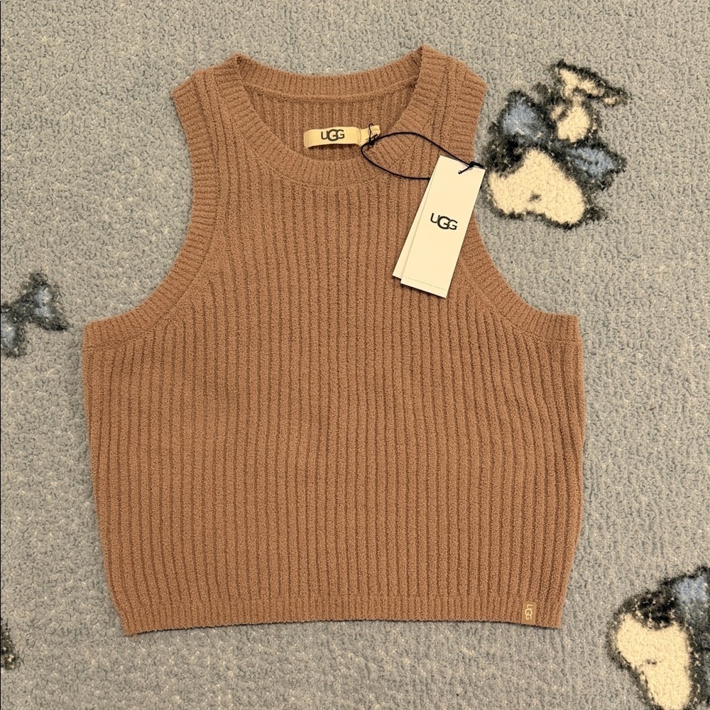 UGG Tan Ribbed Knit Sleeveless Top